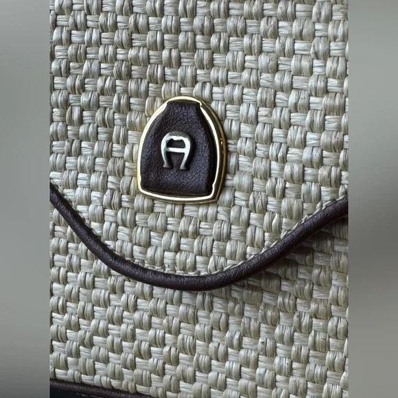 Etienne Aigner Beige and Brown Woven Crossbody Bag - Picture 2 of 13